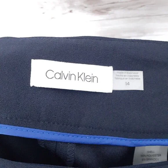Calvin Klein Womens Dress Pants Sz 14 High Rise Navy 308A - Picture 4 of 6